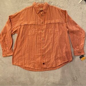 Woolrich Shirt Men’s XL Orange Check Long Sleeve Button Down Casual New